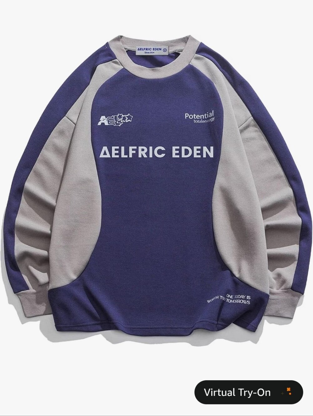 Aelfric Eden Womens Green & Light Gray Crewneck Sweatshirt